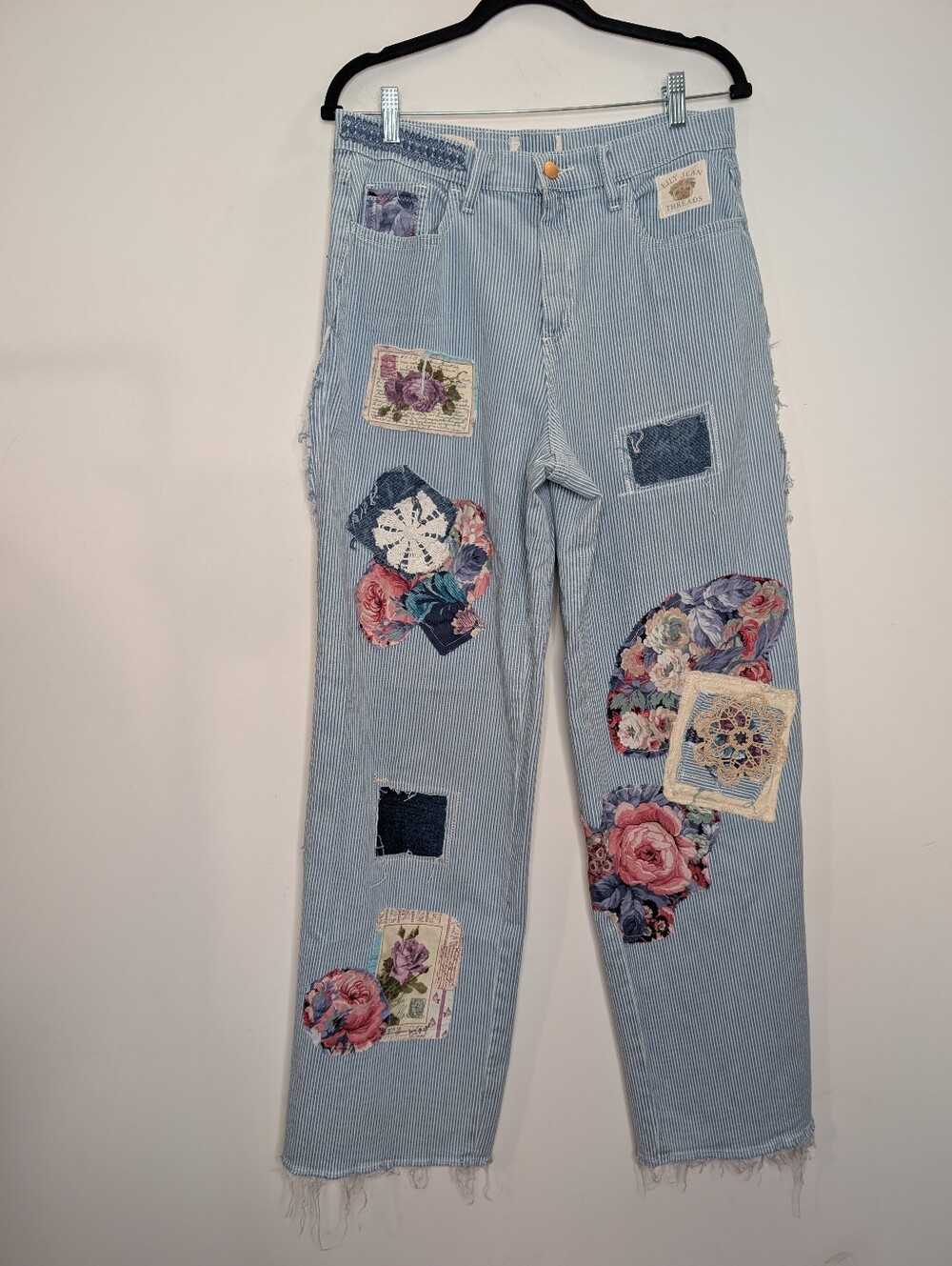 Wide Leg Patchwork Jeans - Light Blue - Picture 2 of 4